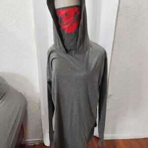 Grey Gothic Punk Red Skull mask Hoodie